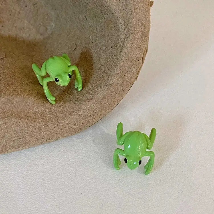 Green frog ear clip earrings y2k 2pcs set - standart / green/ 2 pcs - earrings