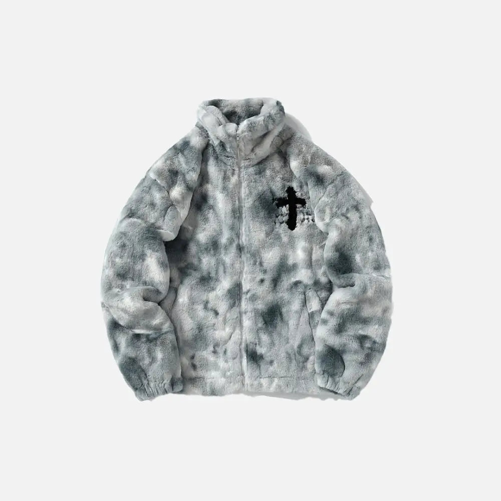 Fur letters jacket y2k - blue / s - furry