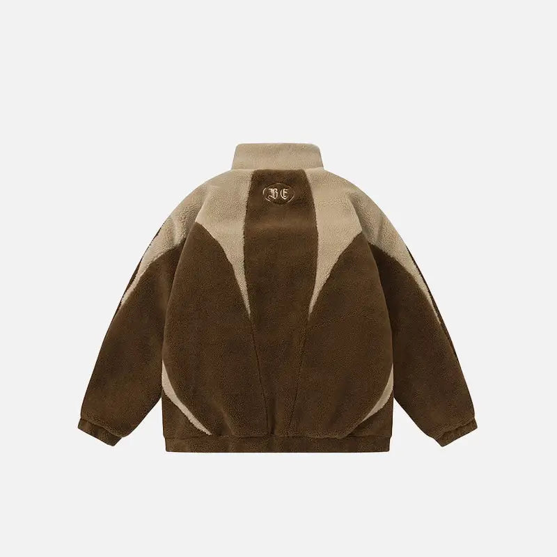 Furry fleece zip-up jacket y2k