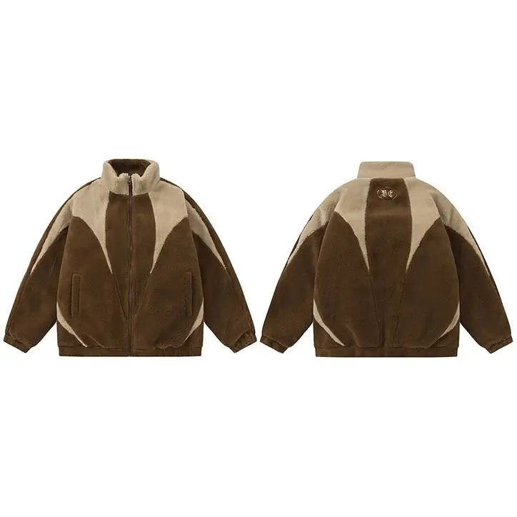 Furry fleece zip-up jacket y2k