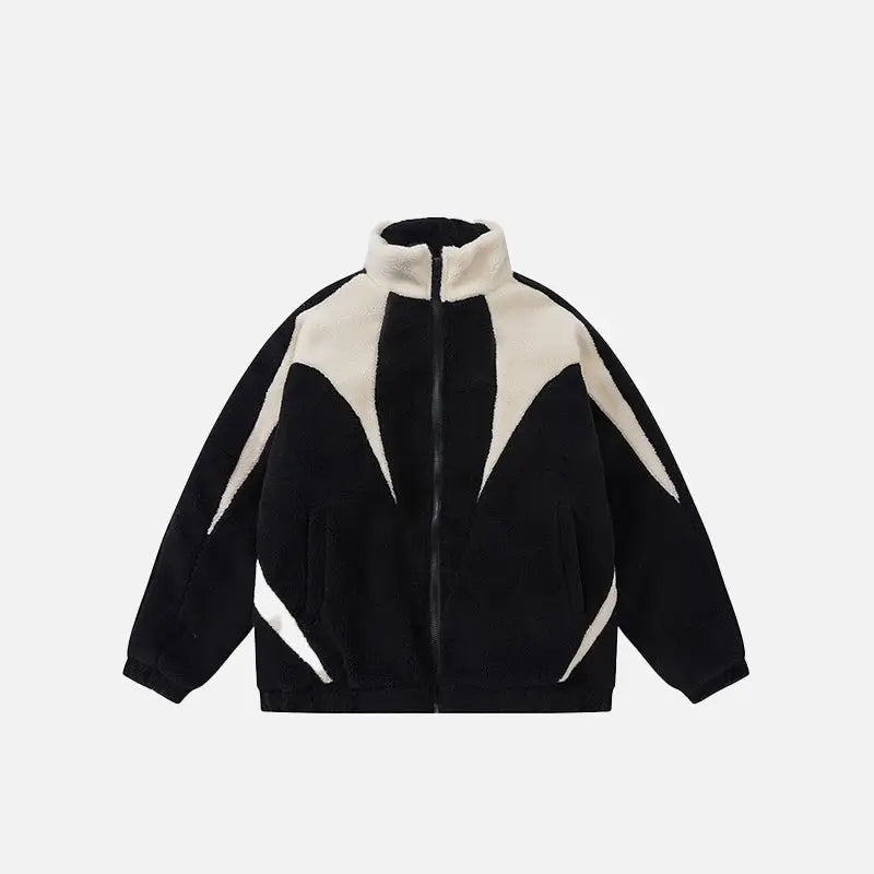 Furry fleece zip-up jacket y2k - black / m