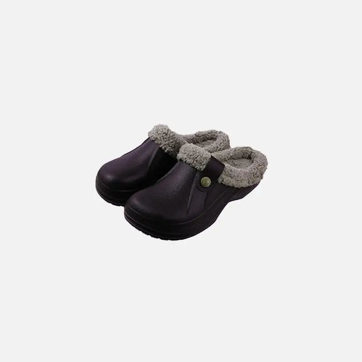 Y2k fuzzy waterproof slippers for comfort and style - black brown / 35-36 (insole 8.6-8.8 inch)