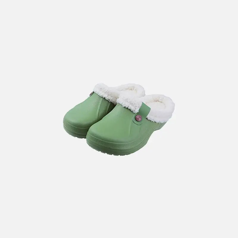 Y2k fuzzy waterproof slippers for comfort and style - green / 35-36 (insole 8.6-8.8 inch)