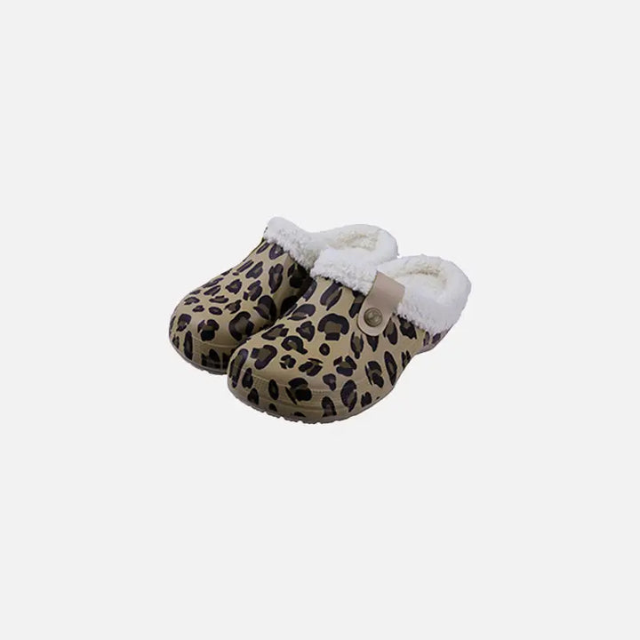 Y2k fuzzy waterproof slippers for comfort and style - leopard print / 35-36 (insole 8.6-8.8 inch)