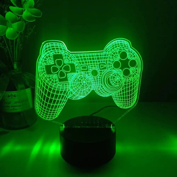 Gamer bedside lamp for aesthetic bedroom ambiance - game controller black base / 7 colors no remote