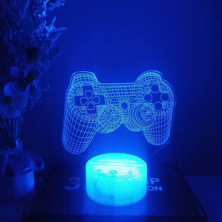 Gamer bedside lamp for aesthetic bedroom ambiance - game controller lava base / 7 colors no remote