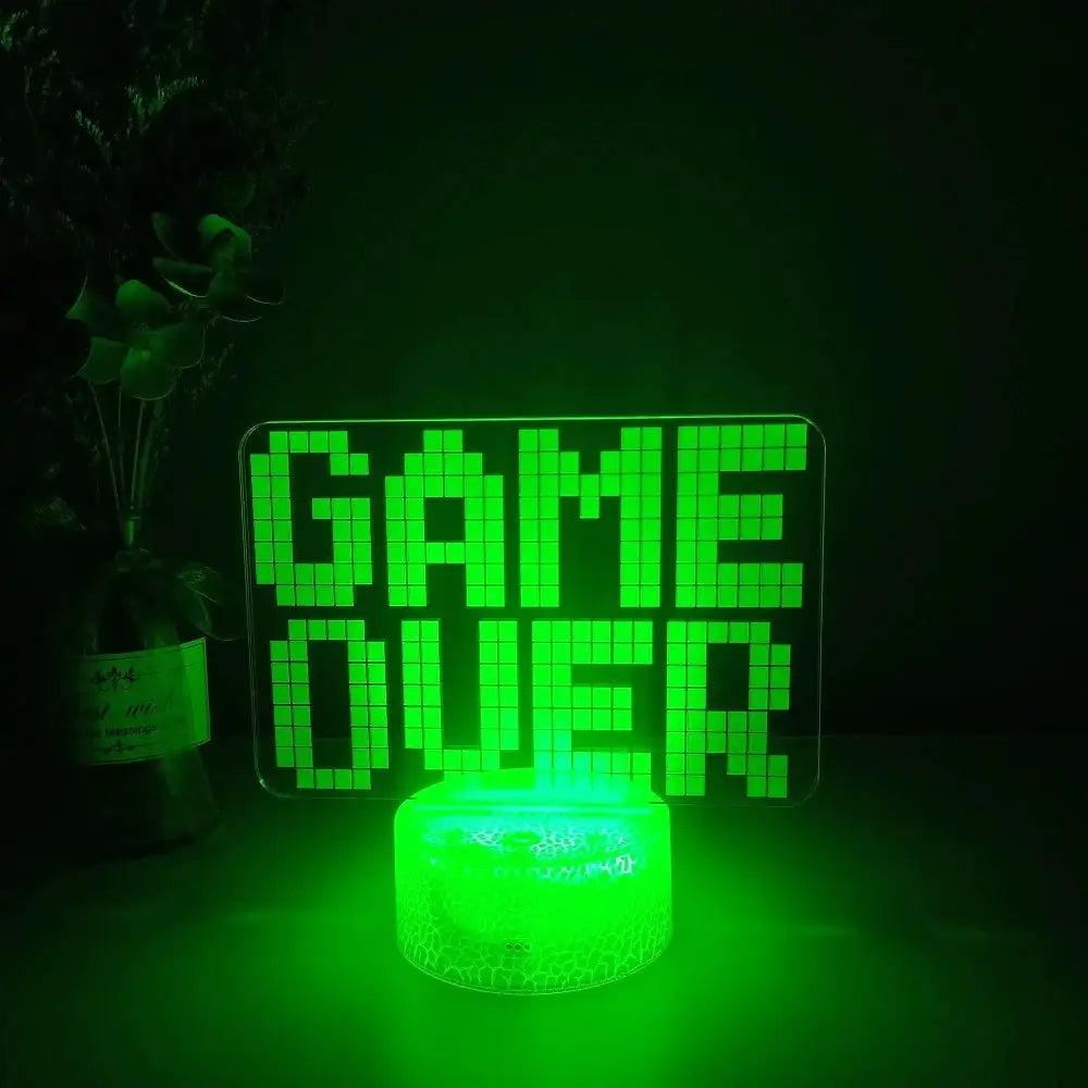 Gamer bedside lamp for aesthetic bedroom ambiance - game over lava base / 7 colors no remote