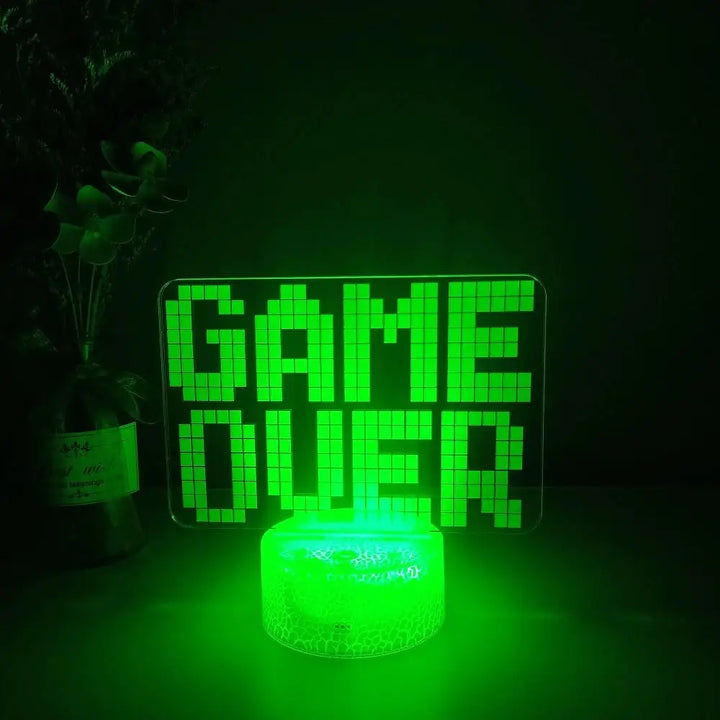 Gamer bedside lamp for aesthetic bedroom ambiance - game over lava base / 7 colors no remote