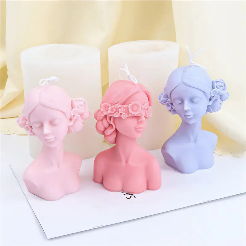 Girl portrait candle mold for unique artistic creations - making kits