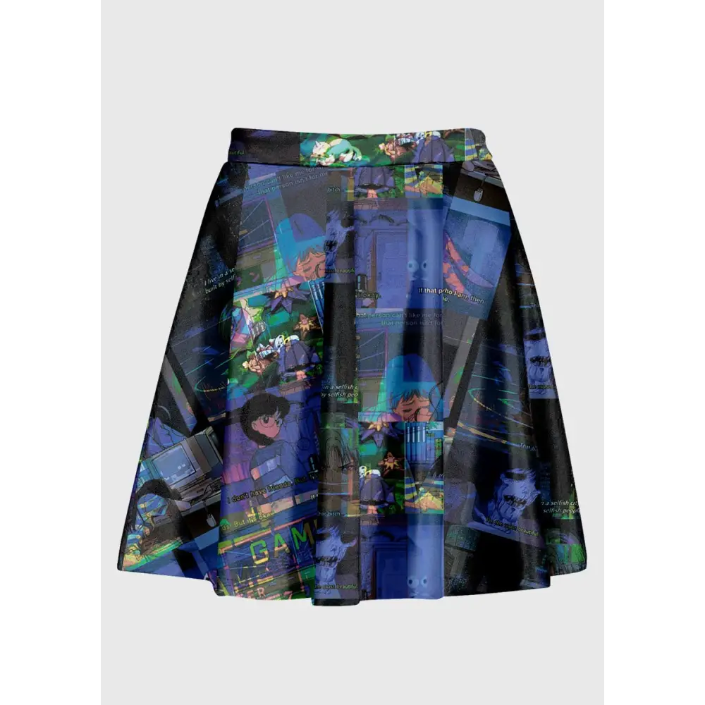 Aesthetic anime skirt for skater vibes in glitchcore style