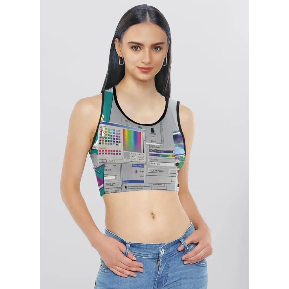 Glitchcore computer screen crop top - women’s (t42)