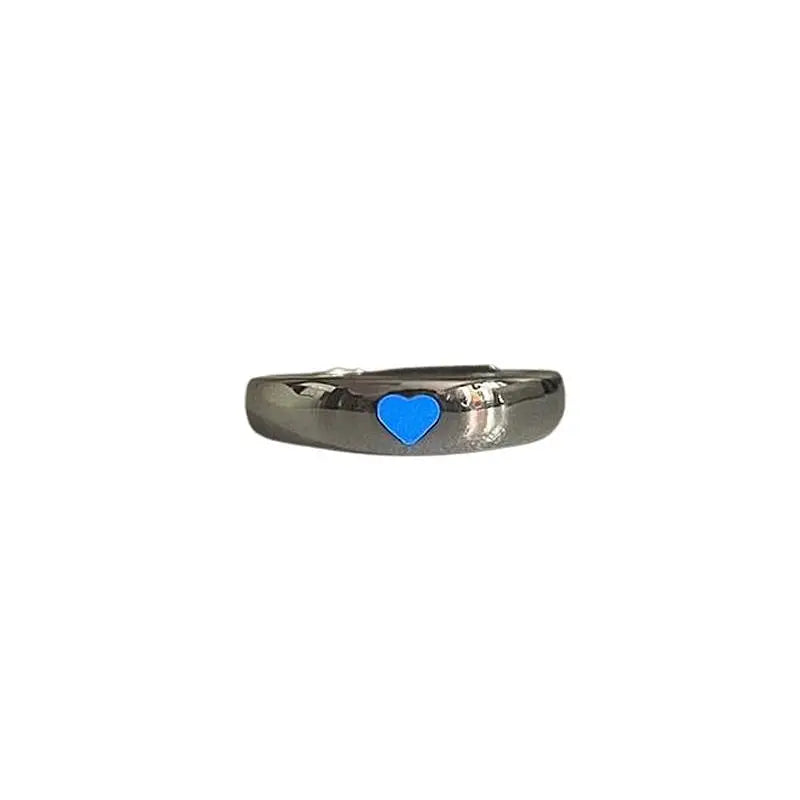 Glow in dark heart ring for enchanting nighttime style - adjustable / blue - ring