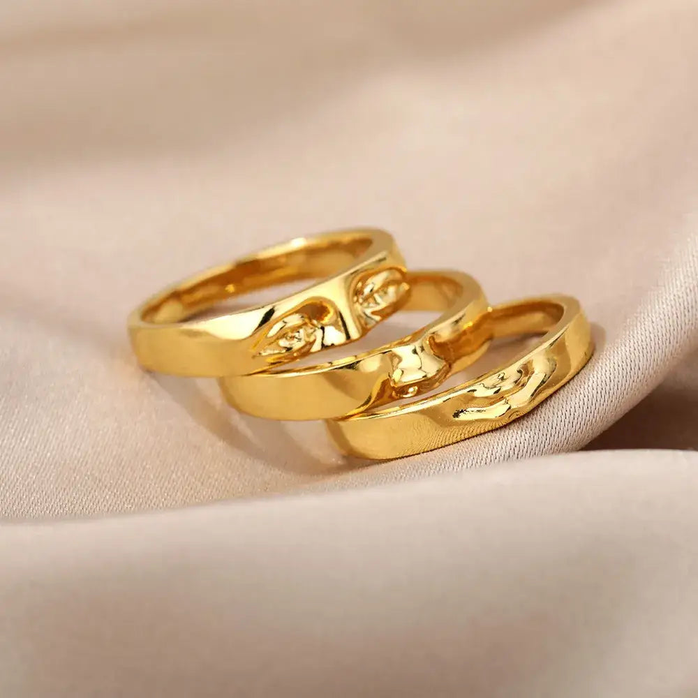 Gold plated face stainless steel ring y2k - rings