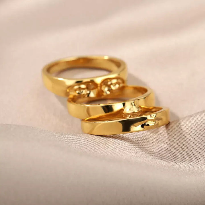 Gold plated face stainless steel ring y2k - rings