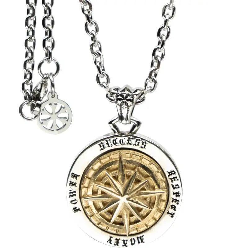 Golden compass necklace y2k - silver 4mm 70cm o-chain - necklaces