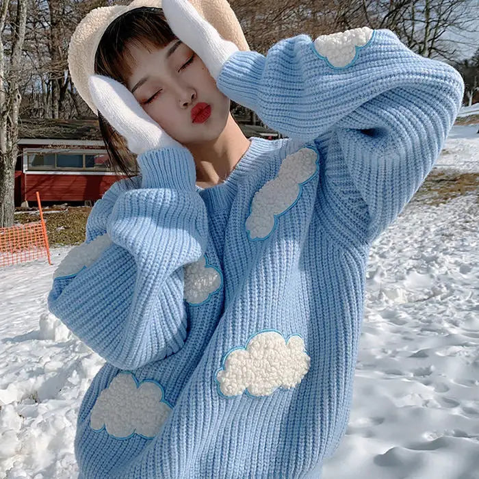 Gone dreaming cloud sweater - free size / blue - sweaters