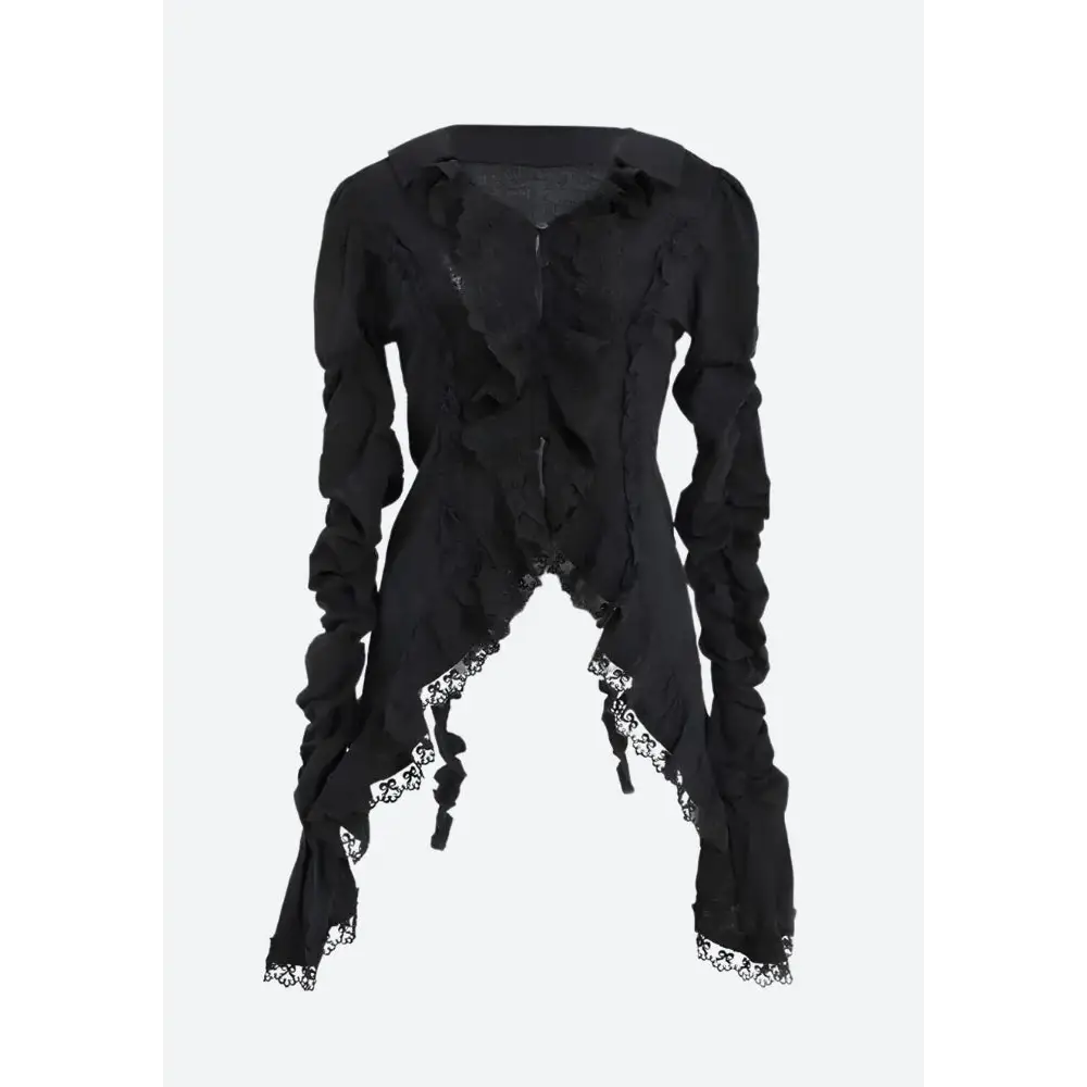 Goth asymmetric ruched sleeve shirt