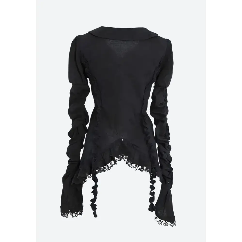 Goth asymmetric ruched sleeve shirt