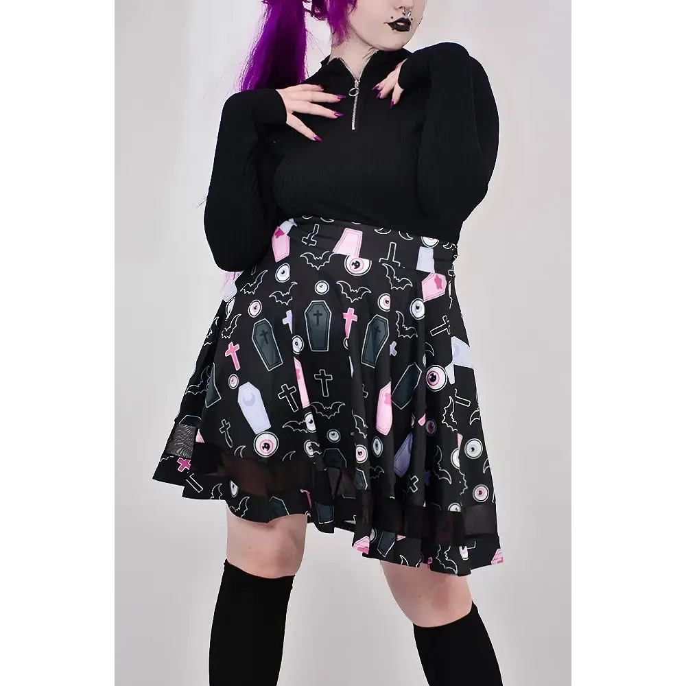 Goth candy black mesh skirt - skirts