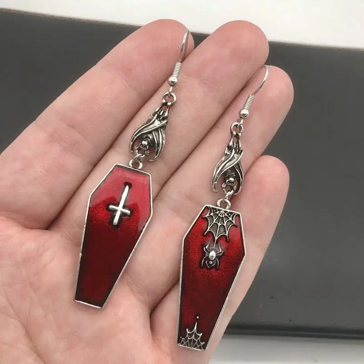 Goth cross vampire coffin earrings in zinc alloy - 1 - earrings