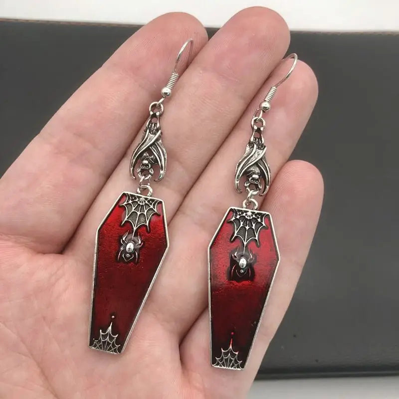 Goth cross vampire coffin earrings in zinc alloy - 3 - earrings