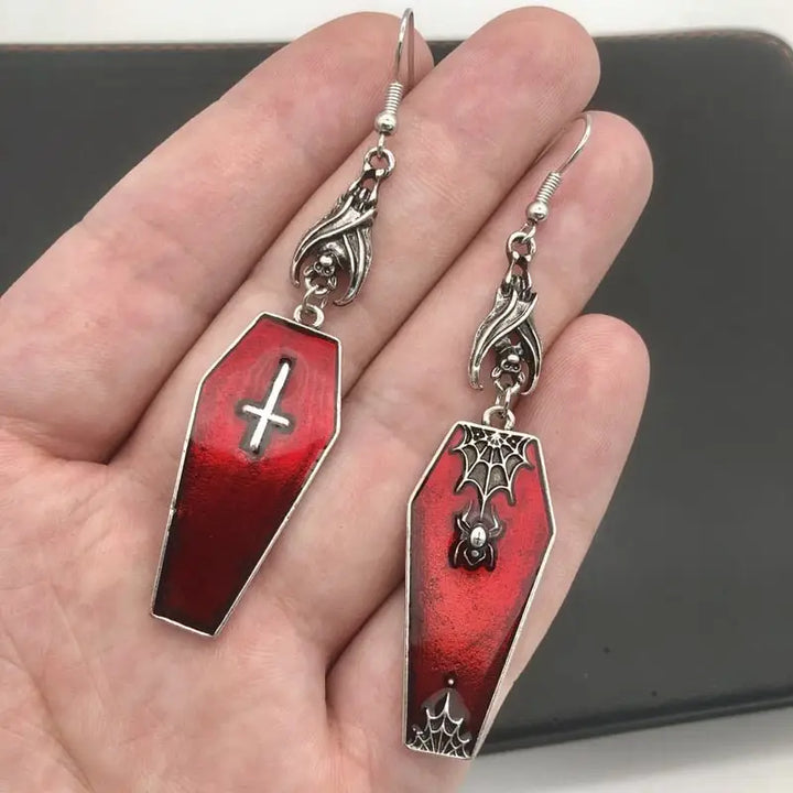 Goth cross vampire coffin earrings in zinc alloy - earrings