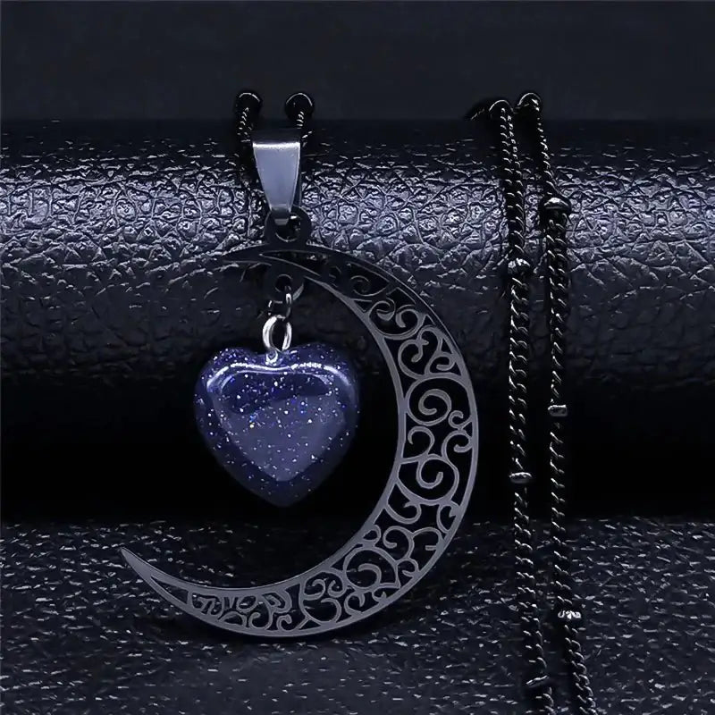 Trendy silver moon pendant necklace for women y2k style