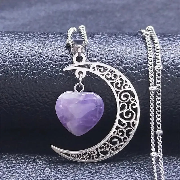 Trendy silver moon pendant necklace for women y2k style - 3