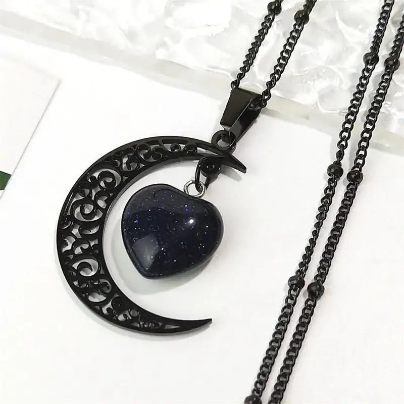 Trendy silver moon pendant necklace for women y2k style