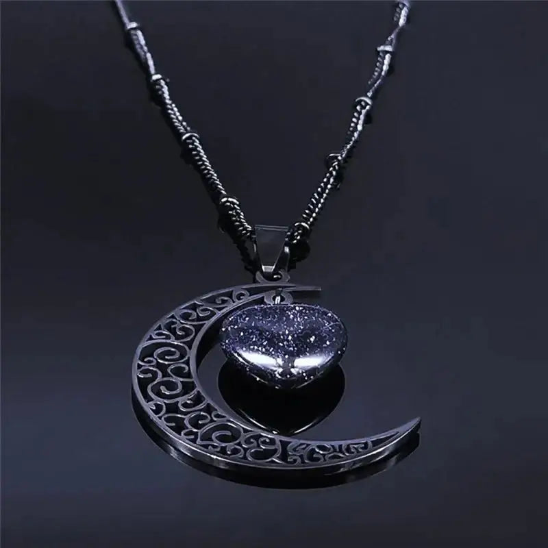 Trendy silver moon pendant necklace for women y2k style