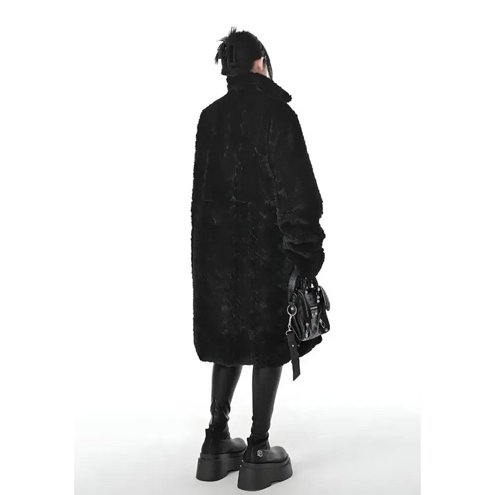 Gothic faux fur fluffy long jacket