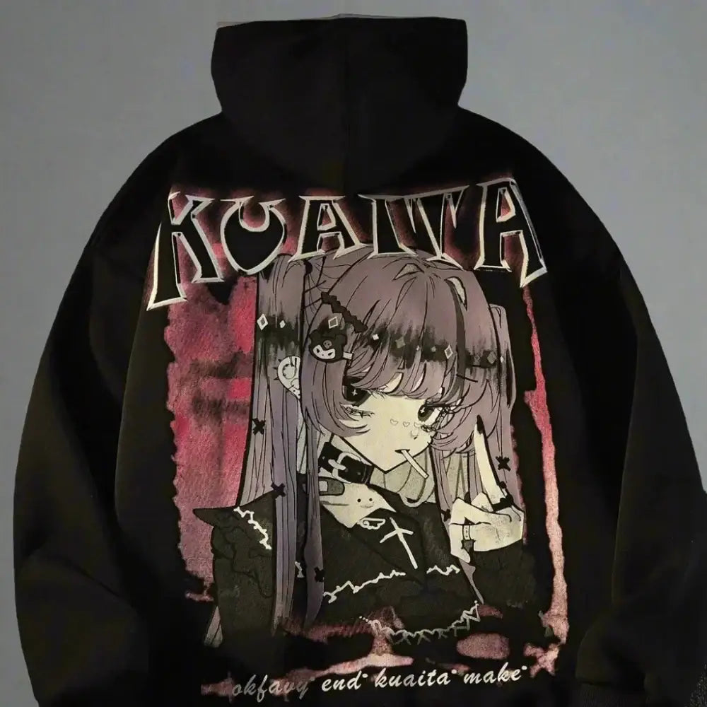 Gothic streetwear anime sweatshirt - hoodie