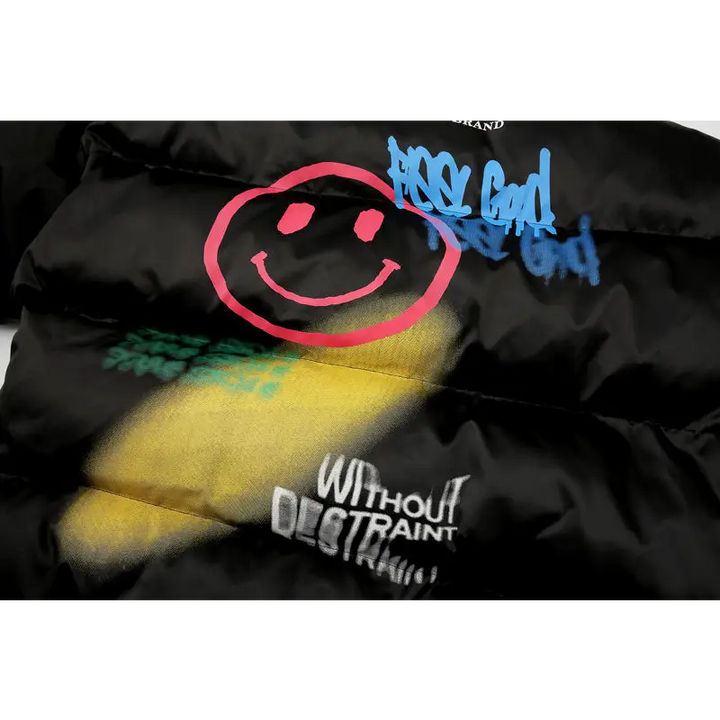 Graffiti cotton padded puffer jacket y2k - jackets