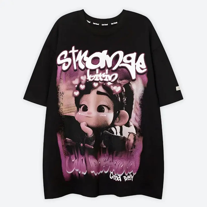 Vibrant graphic t-shirt for y2k fashion enthusiasts - black / s - tee