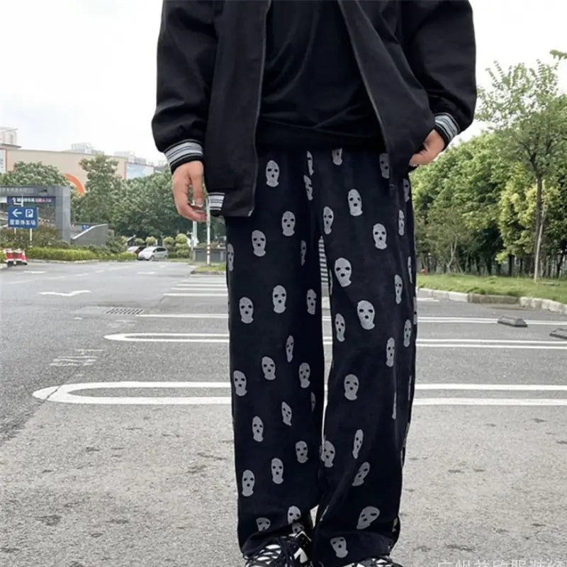 Pantalons streetwear cagoule graphique y2k - noir / m