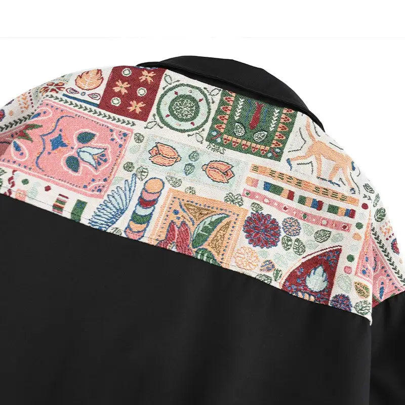 Graphic printed rib sleeve zip-up oversized jacket y2k - jackets