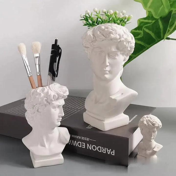 Aesthetic greek statue vase for makeup brushes and decor