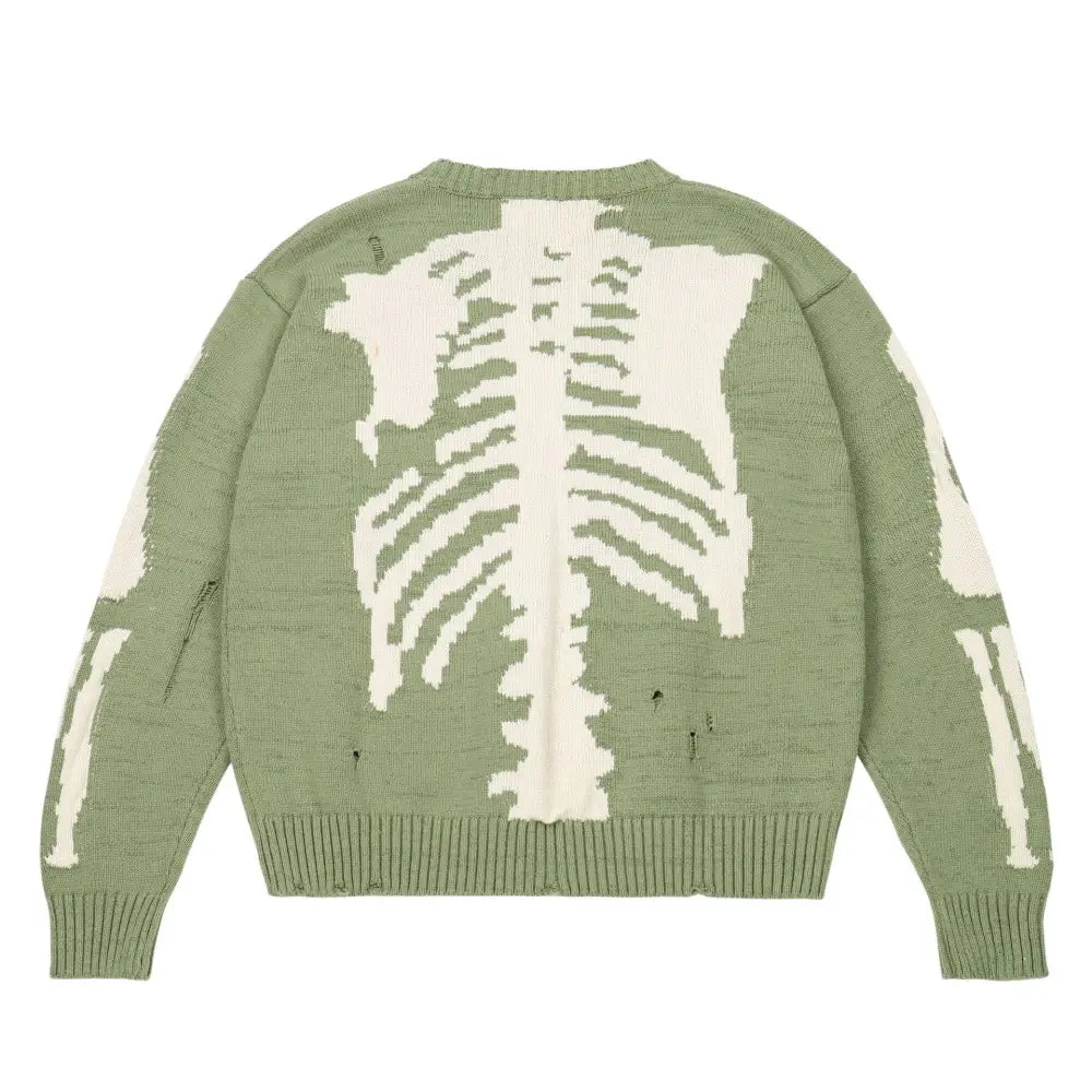Pull y2k vert à motif squelette - manches au choix - manche / s