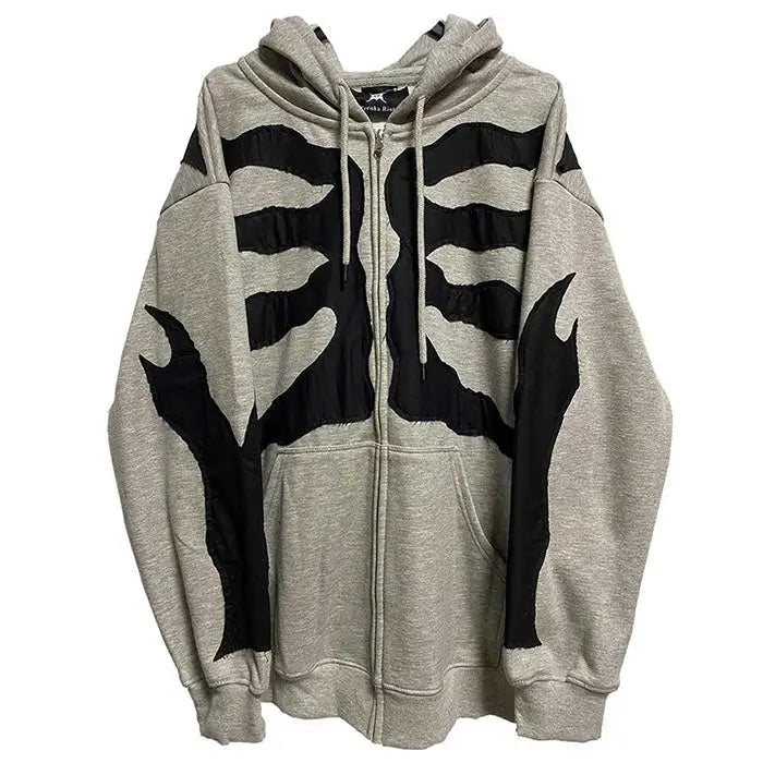 Grey skeleton hoodie - s