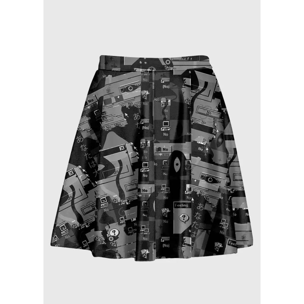 Grey weirdcore glitch design skirt - skirts