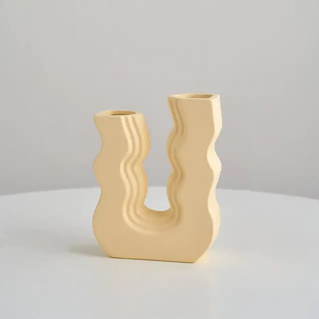 Groovy ceramic vase for a unique and dreamy home aesthetic - beige / small