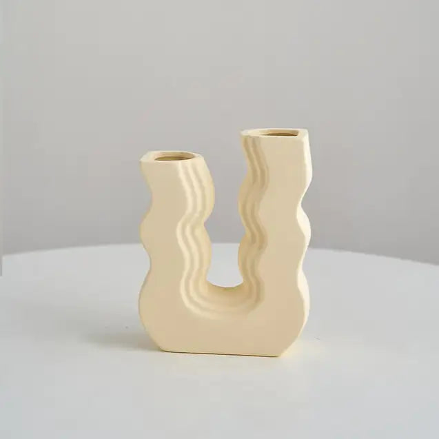 Groovy ceramic vase for a unique and dreamy home aesthetic - light beige / small