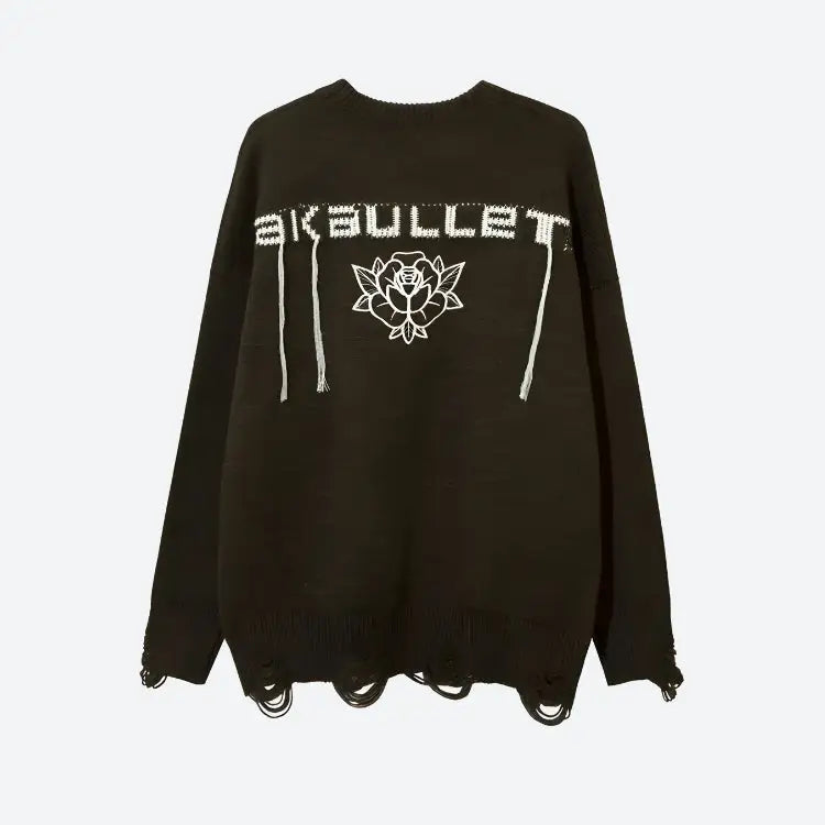 Grunge ak-bullet tasseled sweater