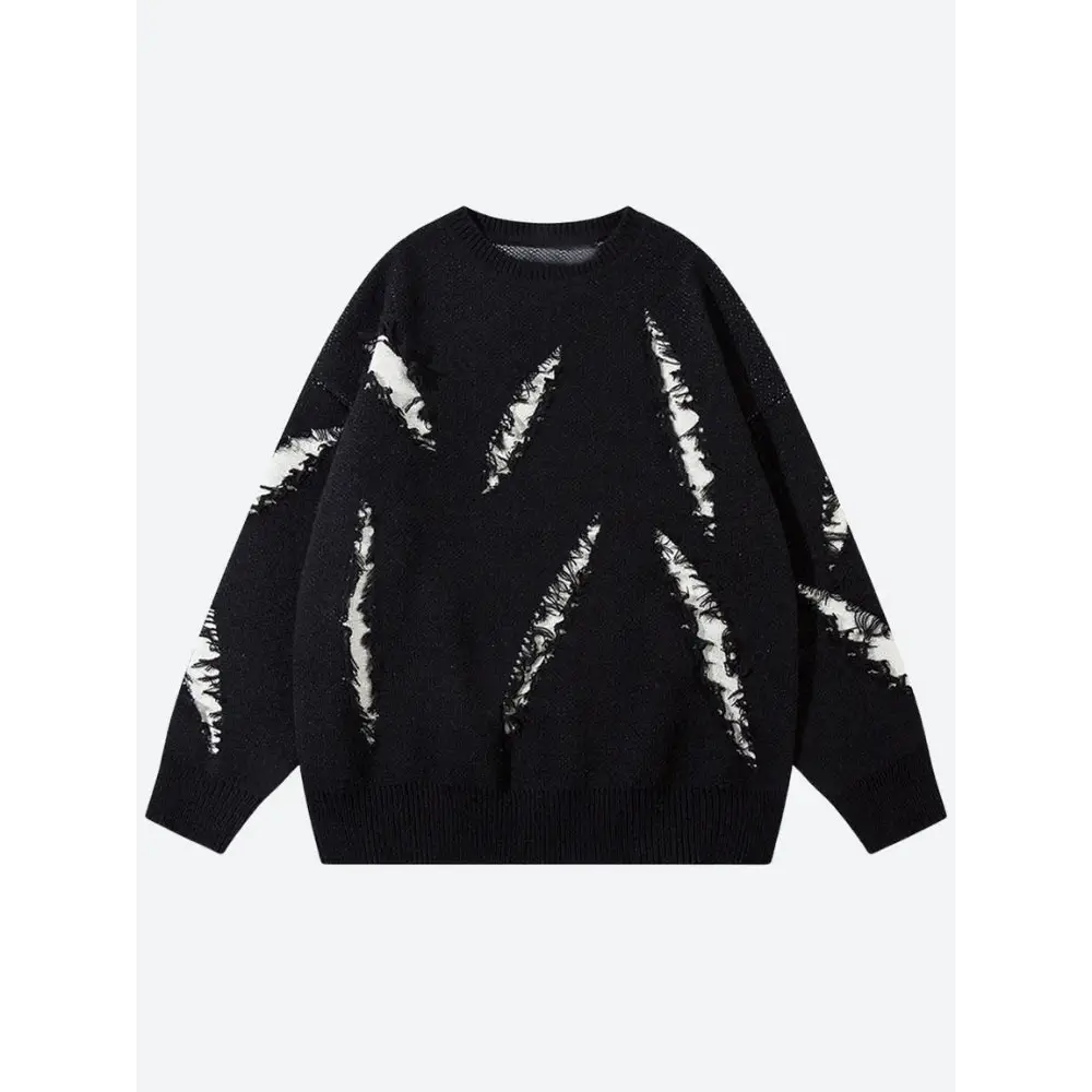 Grunge claw distressed knitted sweater - black / xs