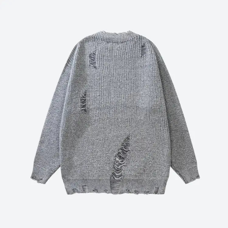 Unisex grunge sweater with ripped details for y2k streetwear