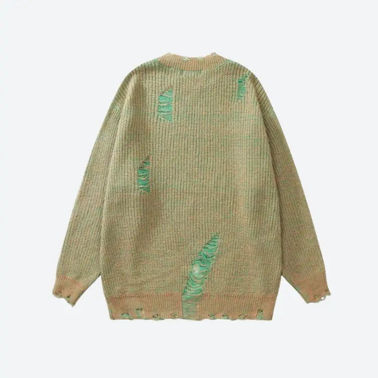 Unisex grunge sweater with ripped details for y2k streetwear