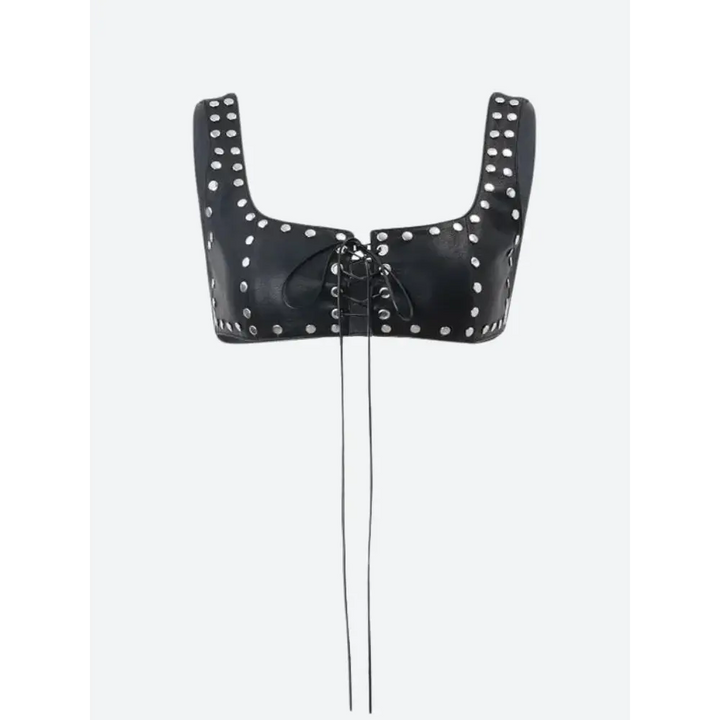 Faux leather lace-up top for a daring wardrobe statement - crop