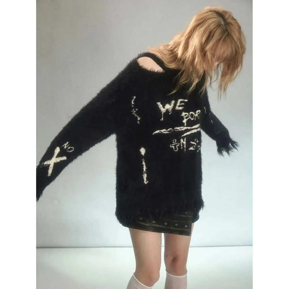 Grunge fluffy knitted sweater