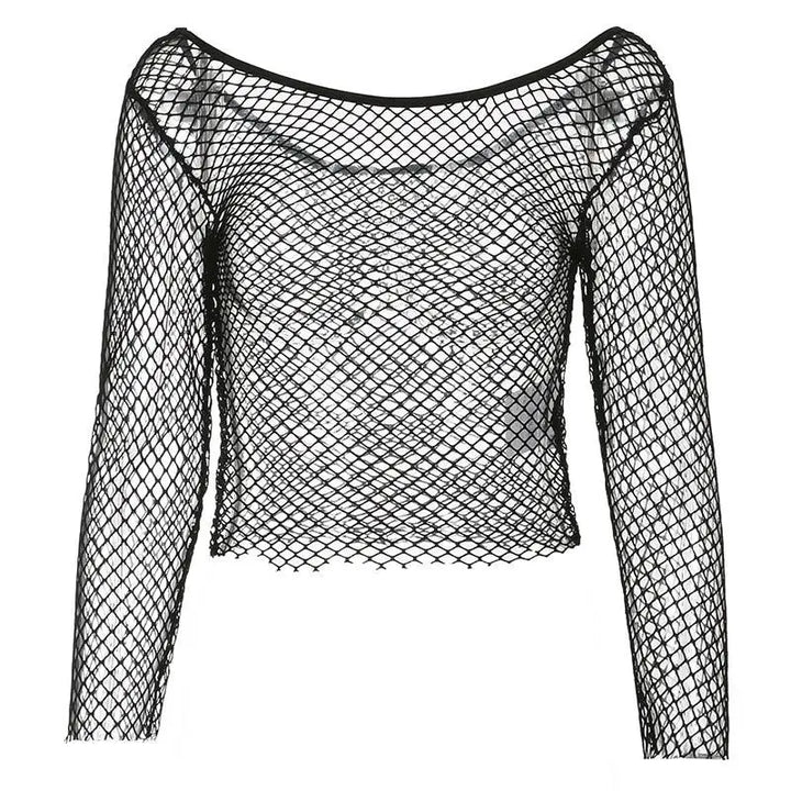 Grunge long sleeve fishnet top