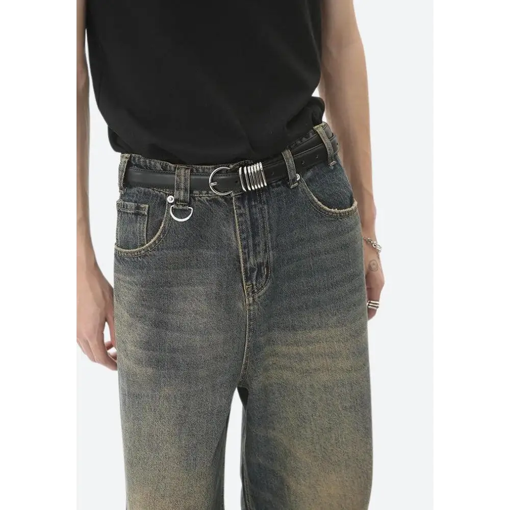 Grunge wide leg denim jeans